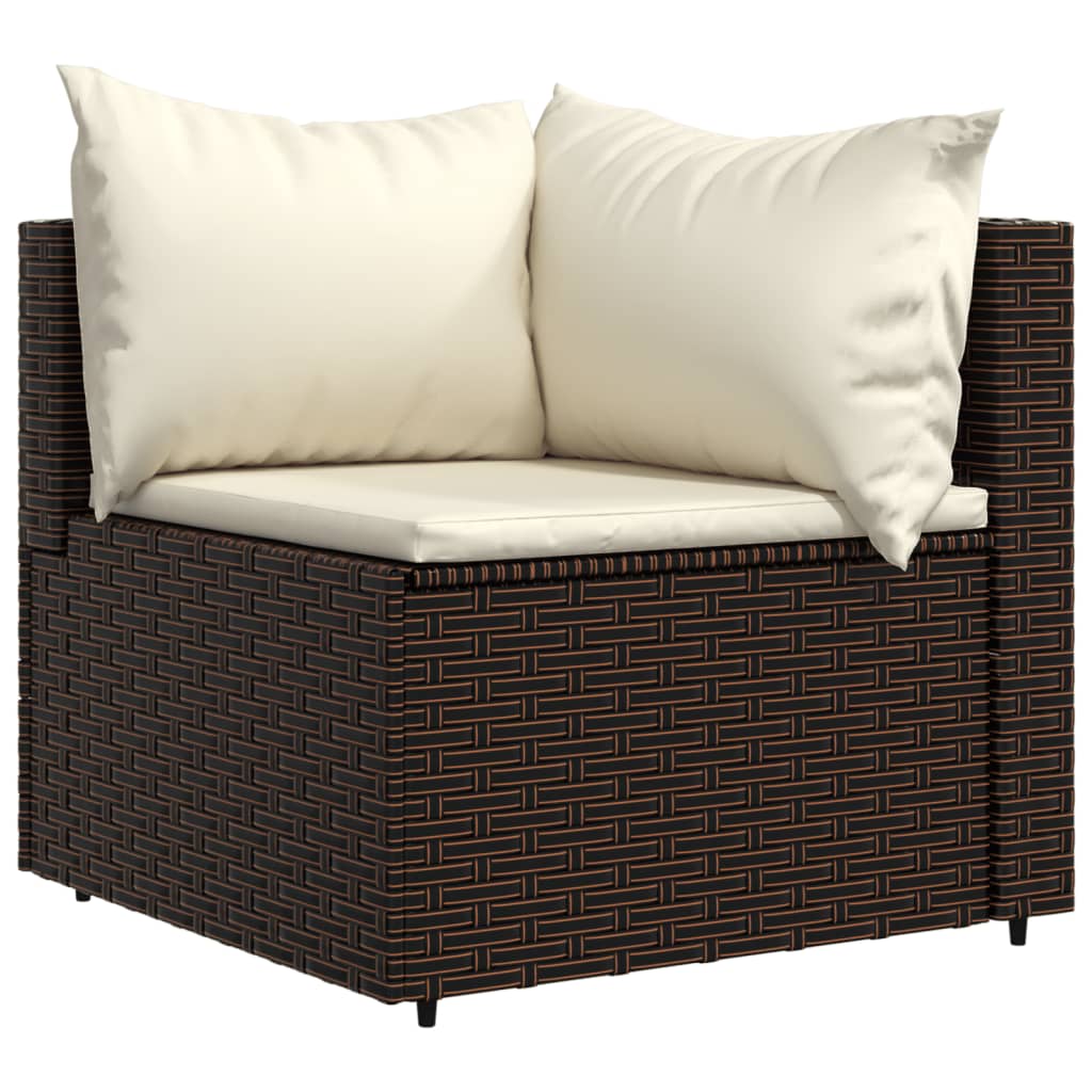 vidaXL 4 Piece Patio Lounge Set with Cushions Brown Poly Rattan-2