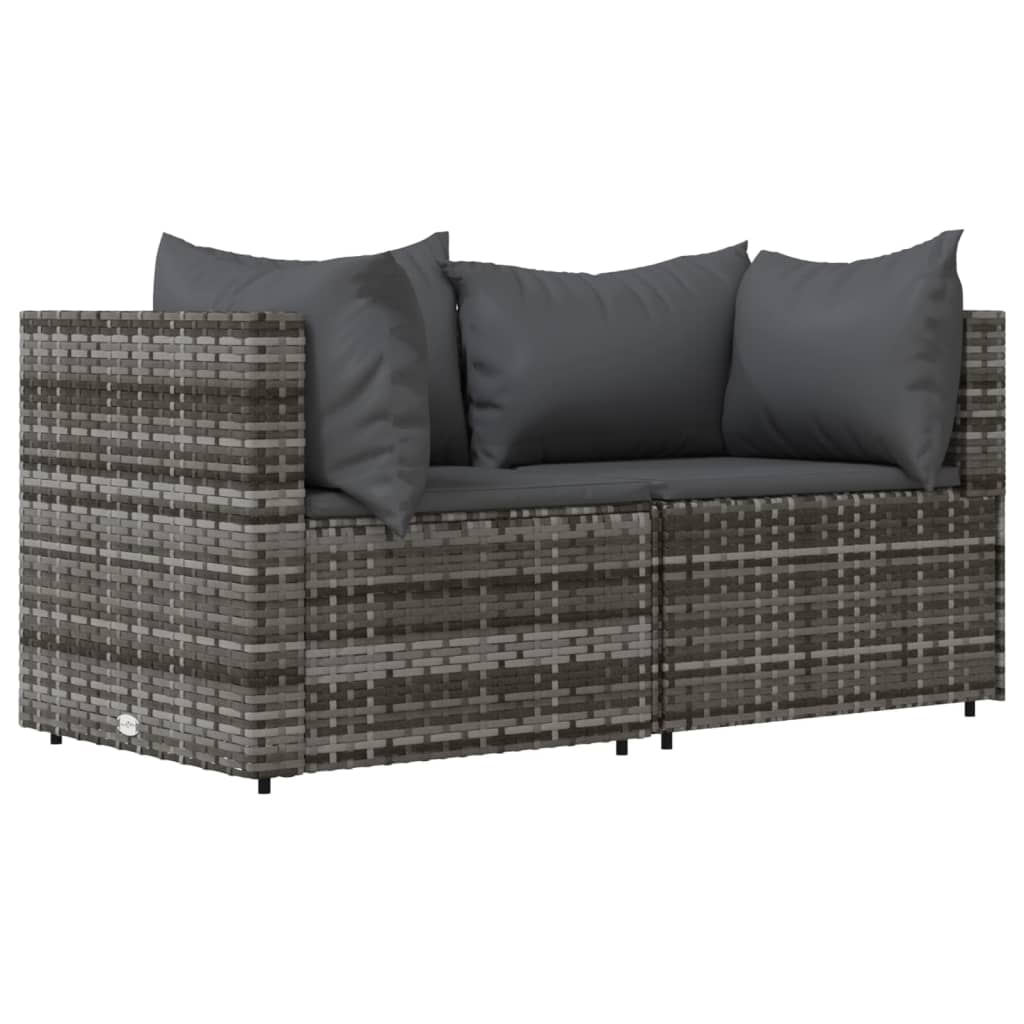 vidaXL 3 Piece Patio Lounge Set with Cushions Gray Poly Rattan-1