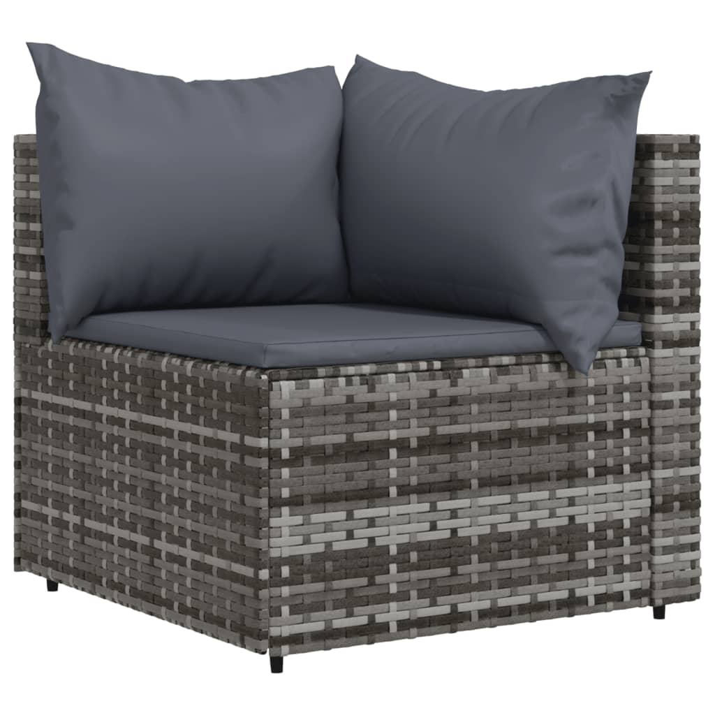 vidaXL 4 Piece Patio Lounge Set with Cushions Gray Poly Rattan-2