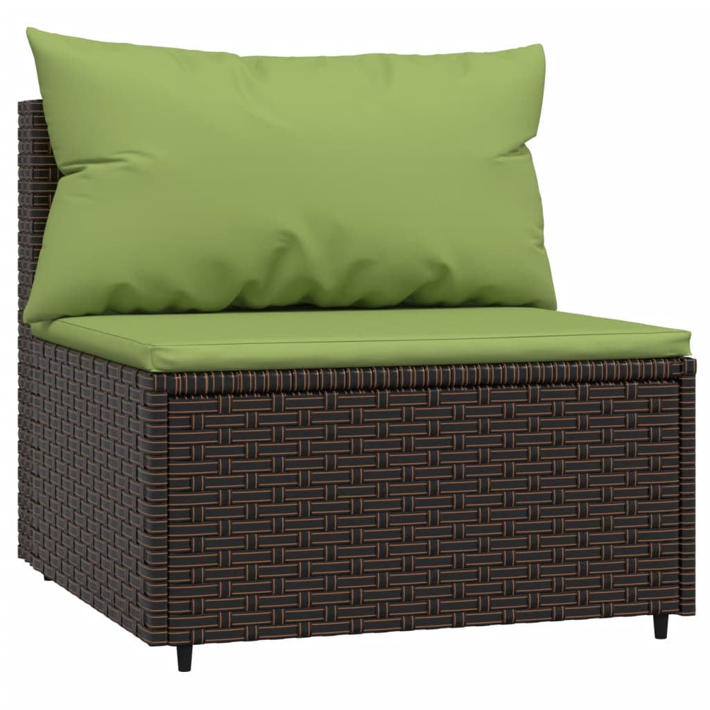 vidaXL 4 Piece Patio Lounge Set with Cushions Brown Poly Rattan-4