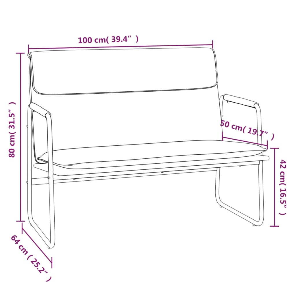 vidaXL Bench Black 39.4"x25.2"x31.5" Faux Leather-1