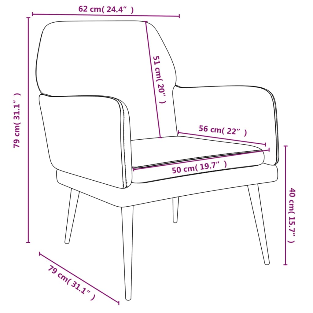 vidaXL Accent Chair with Arms Modern Single Sofa Chair for Living Room Velvet-11