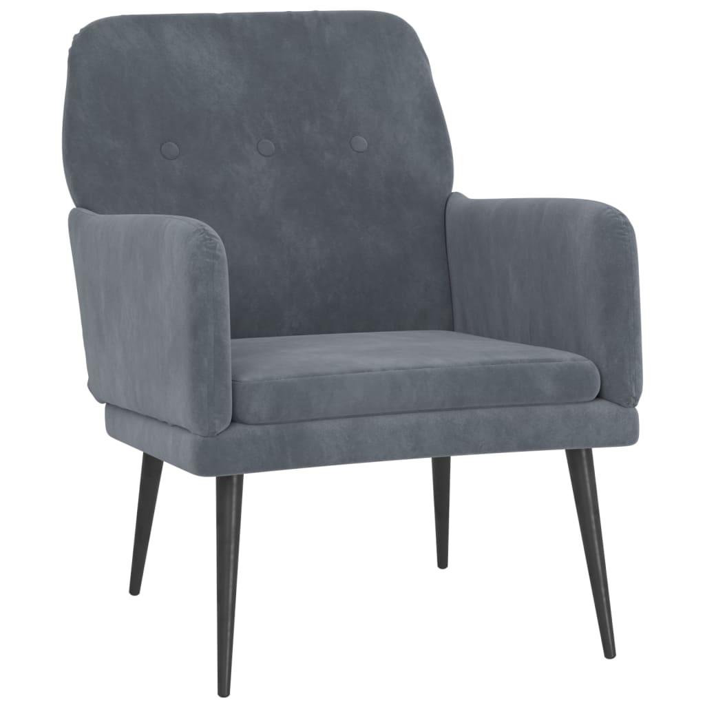 vidaXL Armchair Dark Gray 24.4"x31.1"x31.1" Velvet-7