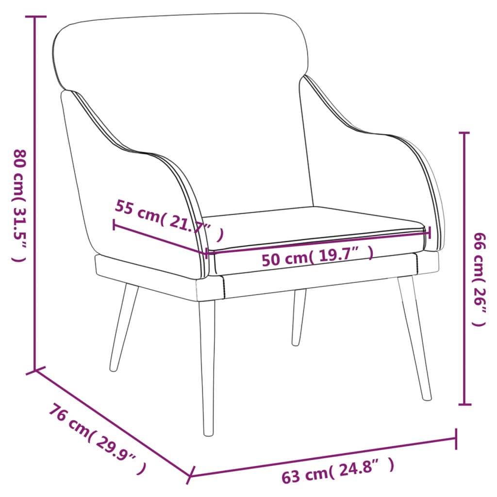 vidaXL Armchair Black 24.8"x29.9"x31.5" Faux Leather-1