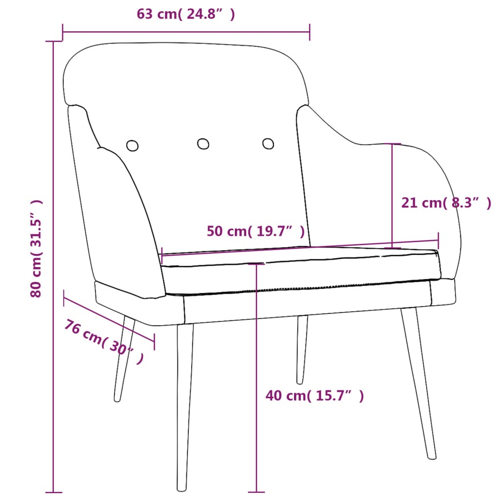 vidaXL Armchair Dark Gray 24.8"x29.9"x31.5" Fabric-6