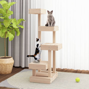 vidaXL Cat Tree Tall Large Activity Center Tower Furniture Solid Wood Pine-8
