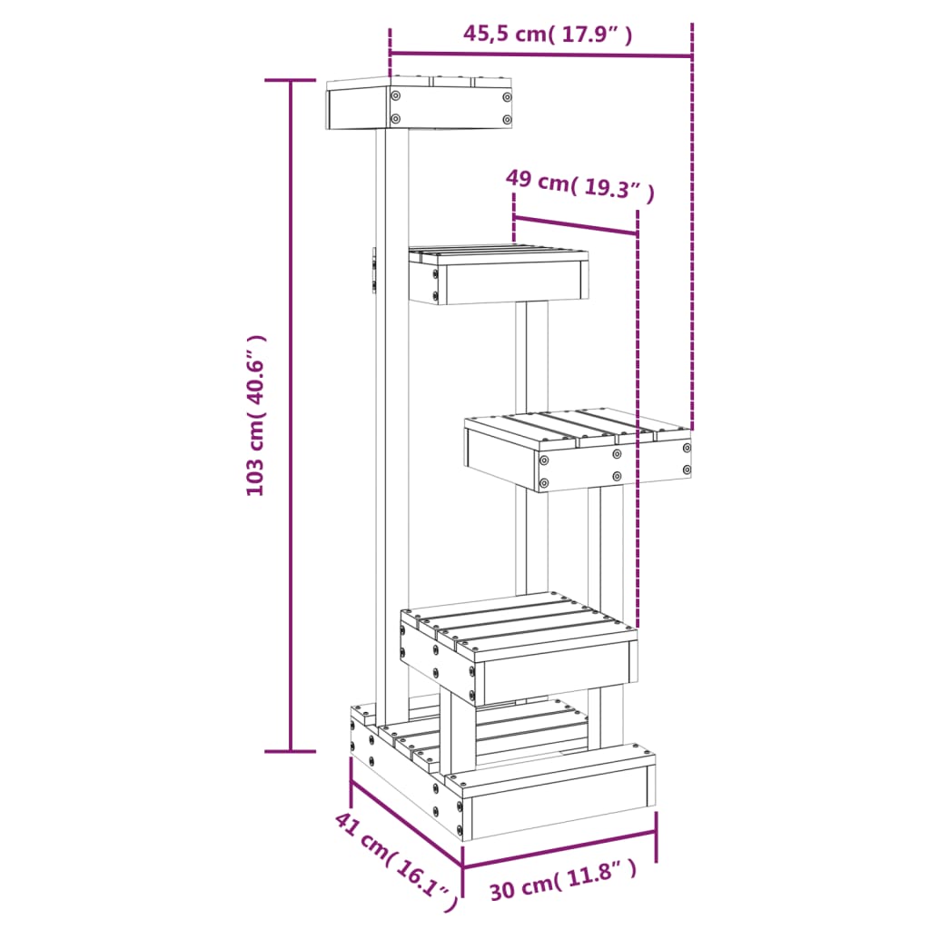 vidaXL Cat Tree Tall Large Activity Center Tower Furniture Solid Wood Pine-15