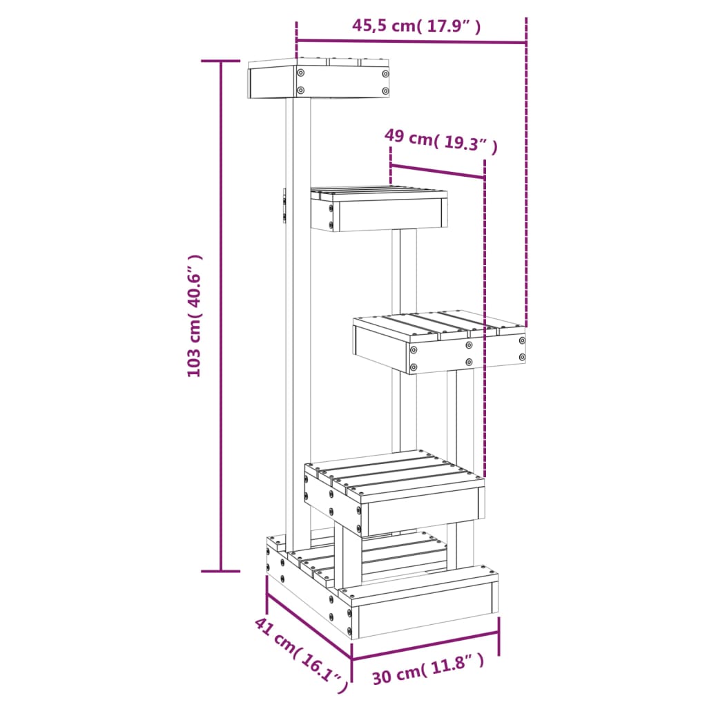 vidaXL Cat Tree Tall Large Activity Center Tower Furniture Solid Wood Pine-13