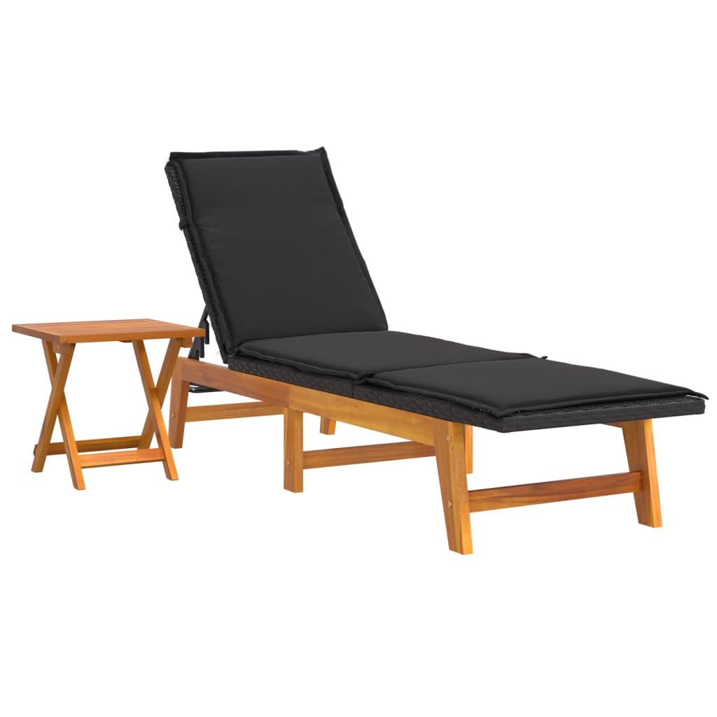 vidaXL 3 Piece Patio Lounge Set Poly Rattan&Solid Wood Acacia-2