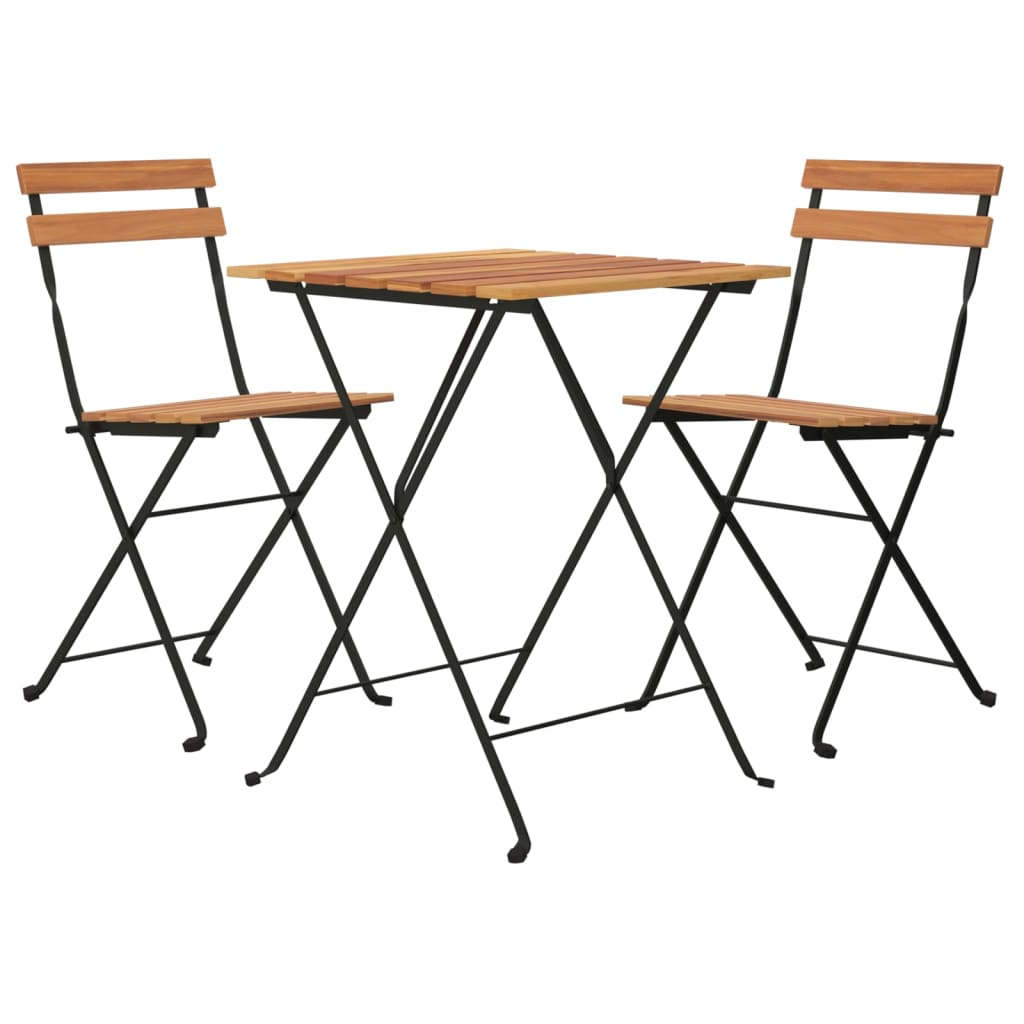 vidaXL 3 Piece Folding Bistro Set Solid Wood Teak and Steel-1