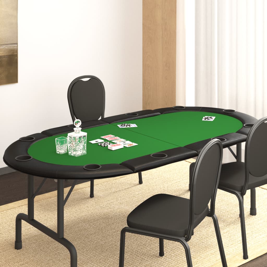 vidaXL 10-Player Folding Poker Tabletop Oval Card Gaming Table Blue/Green-7