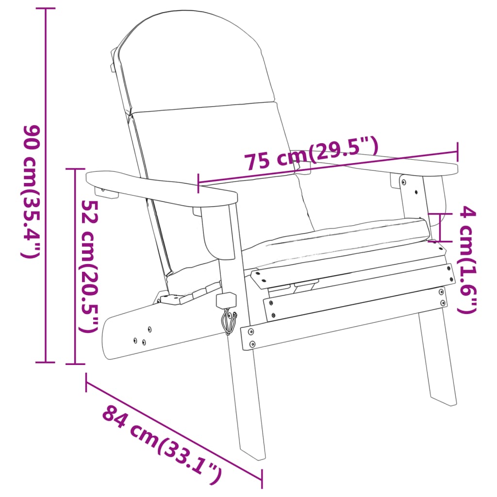 vidaXL Adirondack Patio Chair with Cushions Solid Wood Acacia-1