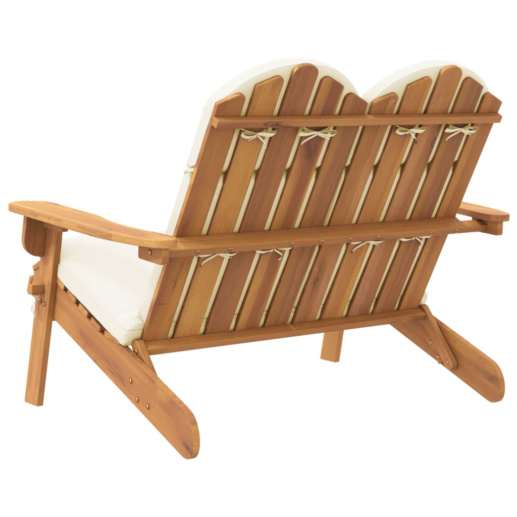 vidaXL Adirondack Patio Bench with Cushions 49.6" Solid Wood Acacia-3