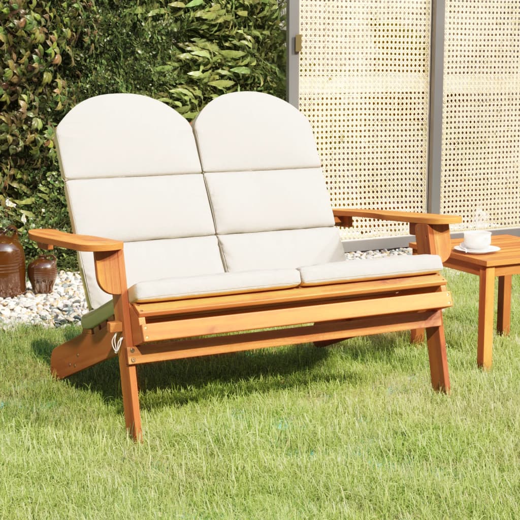 vidaXL Adirondack Patio Bench with Cushions 49.6" Solid Wood Acacia-0