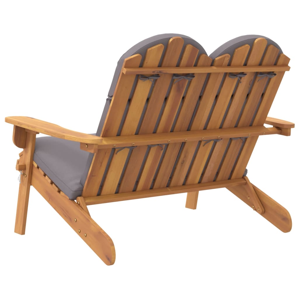 vidaXL Adirondack Patio Bench with Cushions 49.6" Solid Wood Acacia-3