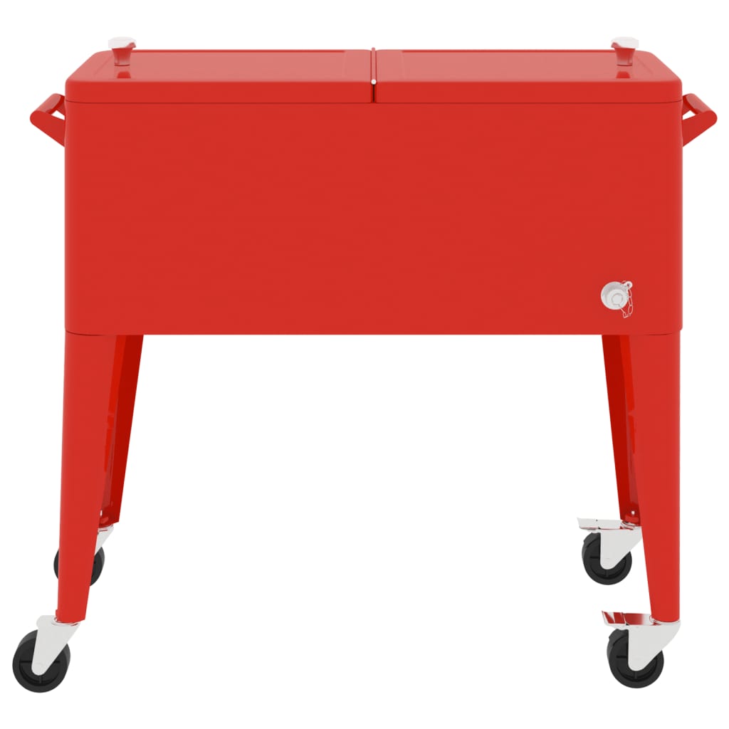 vidaXL Cooler Cart with Wheels Red 36.2"x16.9"x35"-1