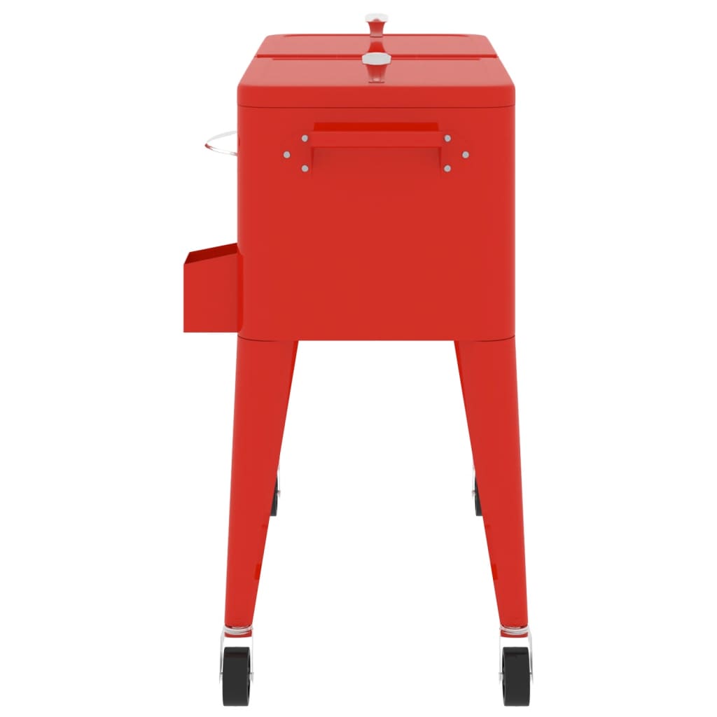 vidaXL Cooler Cart with Wheels Red 36.2"x16.9"x35"-3