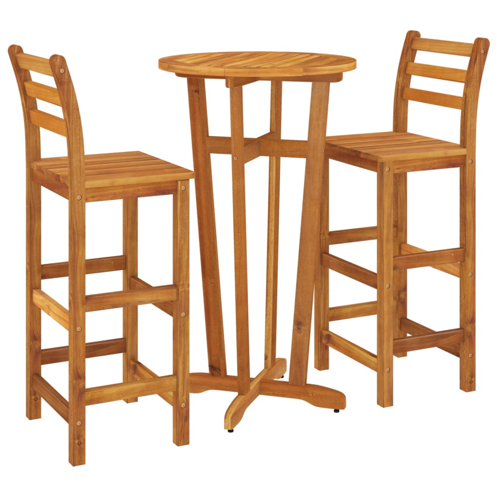 vidaXL 3 Piece Patio Bar Set Solid Wood Acacia-2