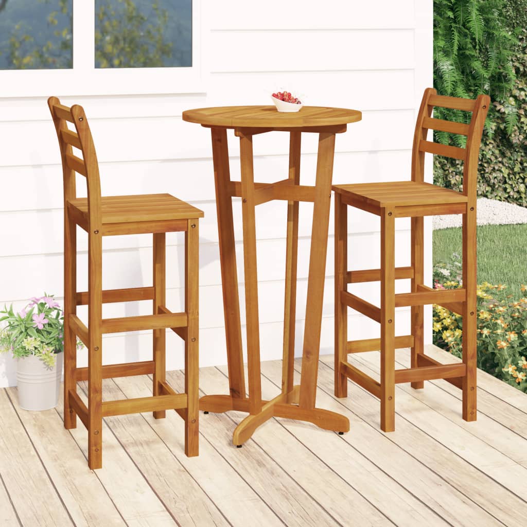 vidaXL 3 Piece Patio Bar Set Solid Wood Acacia-0