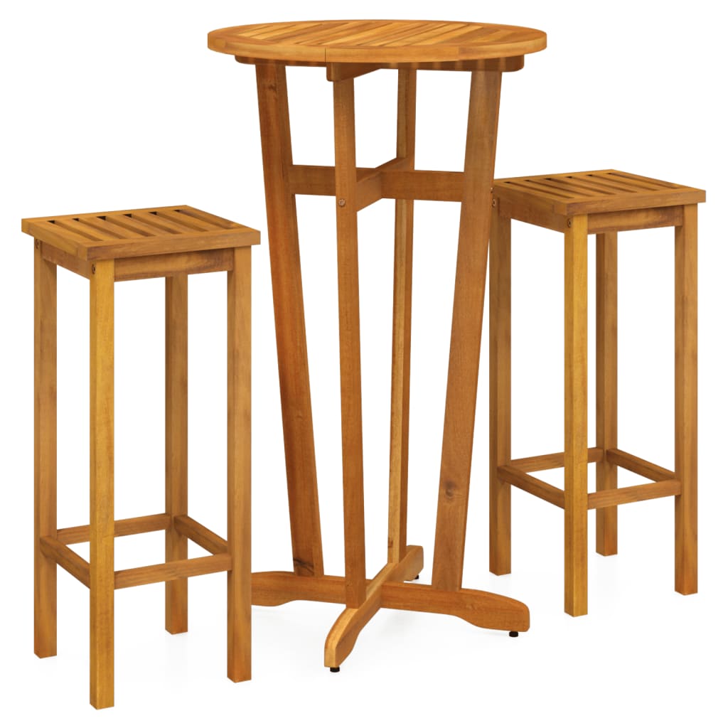 vidaXL 3 Piece Patio Bar Set Solid Wood Acacia-1