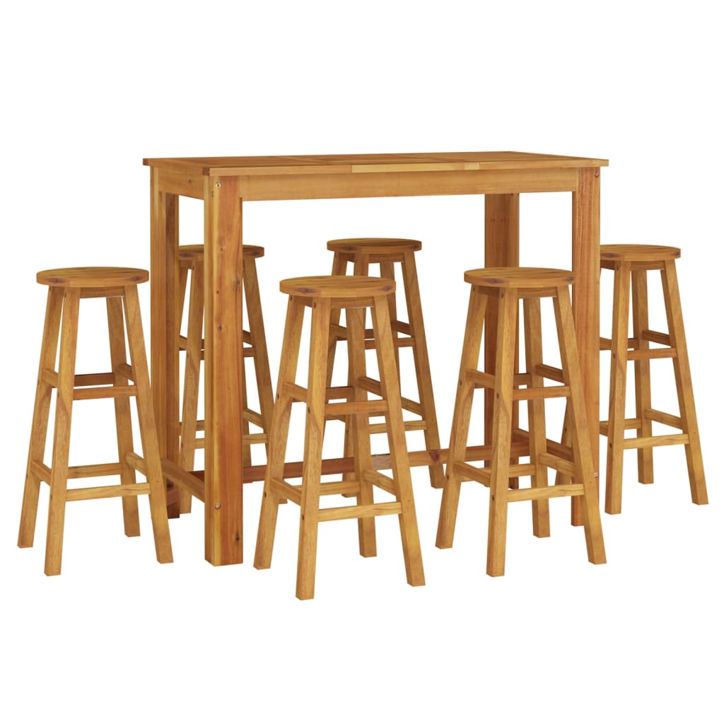 vidaXL 7 Piece Patio Bar Set Solid Wood Acacia-2