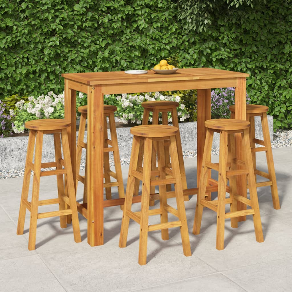 vidaXL 7 Piece Patio Bar Set Solid Wood Acacia-0