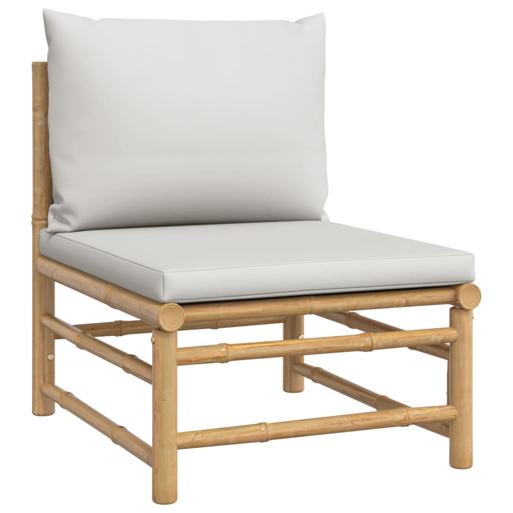 vidaXL 2 Piece Patio Lounge Set with Light Gray Cushions Bamboo-5