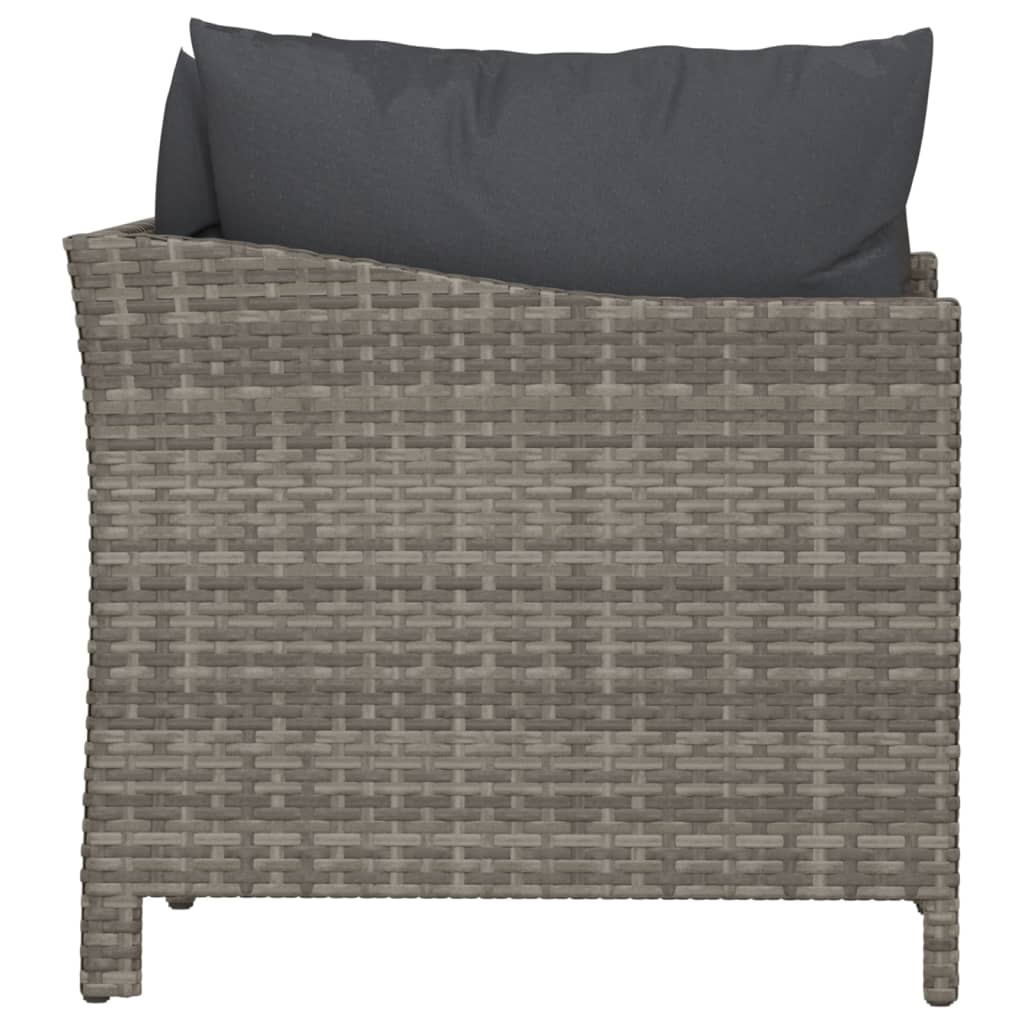 vidaXL 2 Piece Patio Lounge Set with Cushions Gray Poly Rattan-3