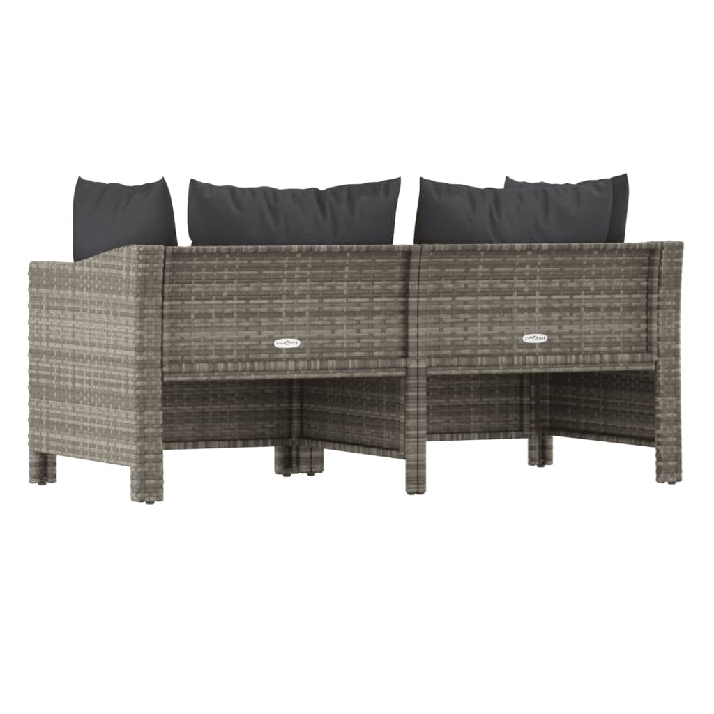 vidaXL 2 Piece Patio Lounge Set with Cushions Gray Poly Rattan-4