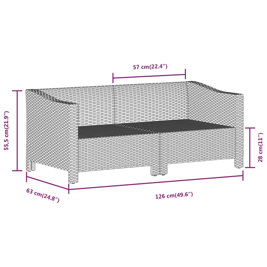 vidaXL 2 Piece Patio Lounge Set with Cushions Gray Poly Rattan-6