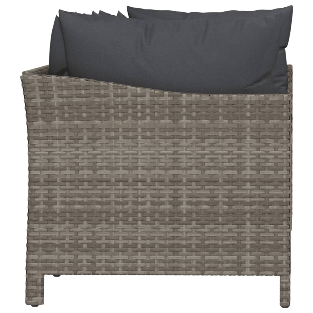 vidaXL 4 Piece Patio Lounge Set with Cushions Gray Poly Rattan-3