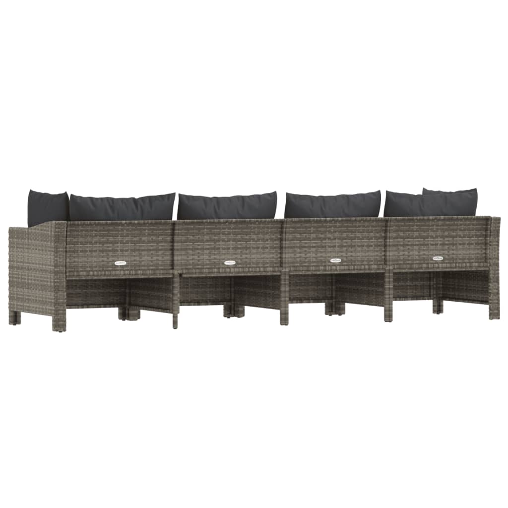 vidaXL 4 Piece Patio Lounge Set with Cushions Gray Poly Rattan-4