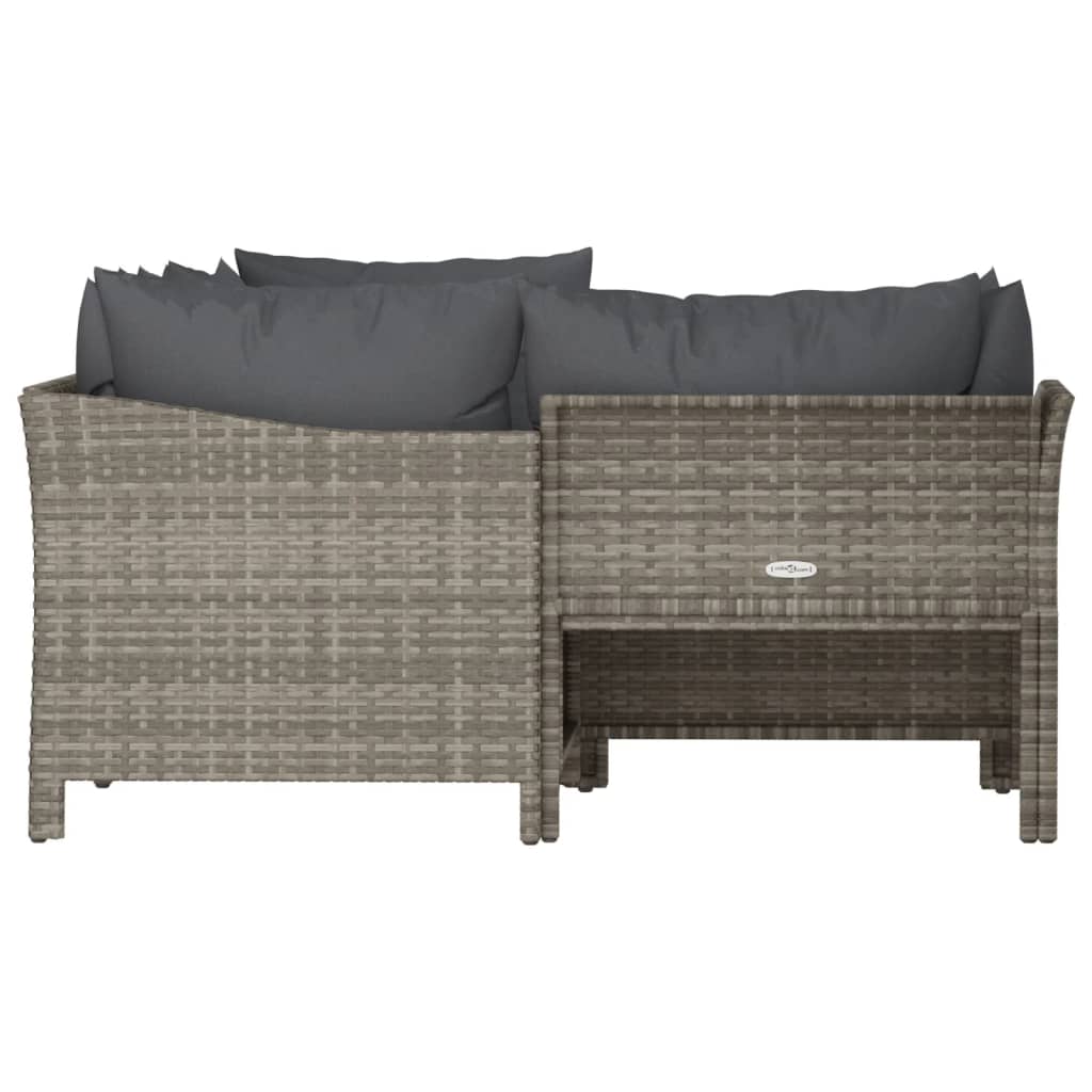 vidaXL 4 Piece Patio Lounge Set with Cushions Gray Poly Rattan-3