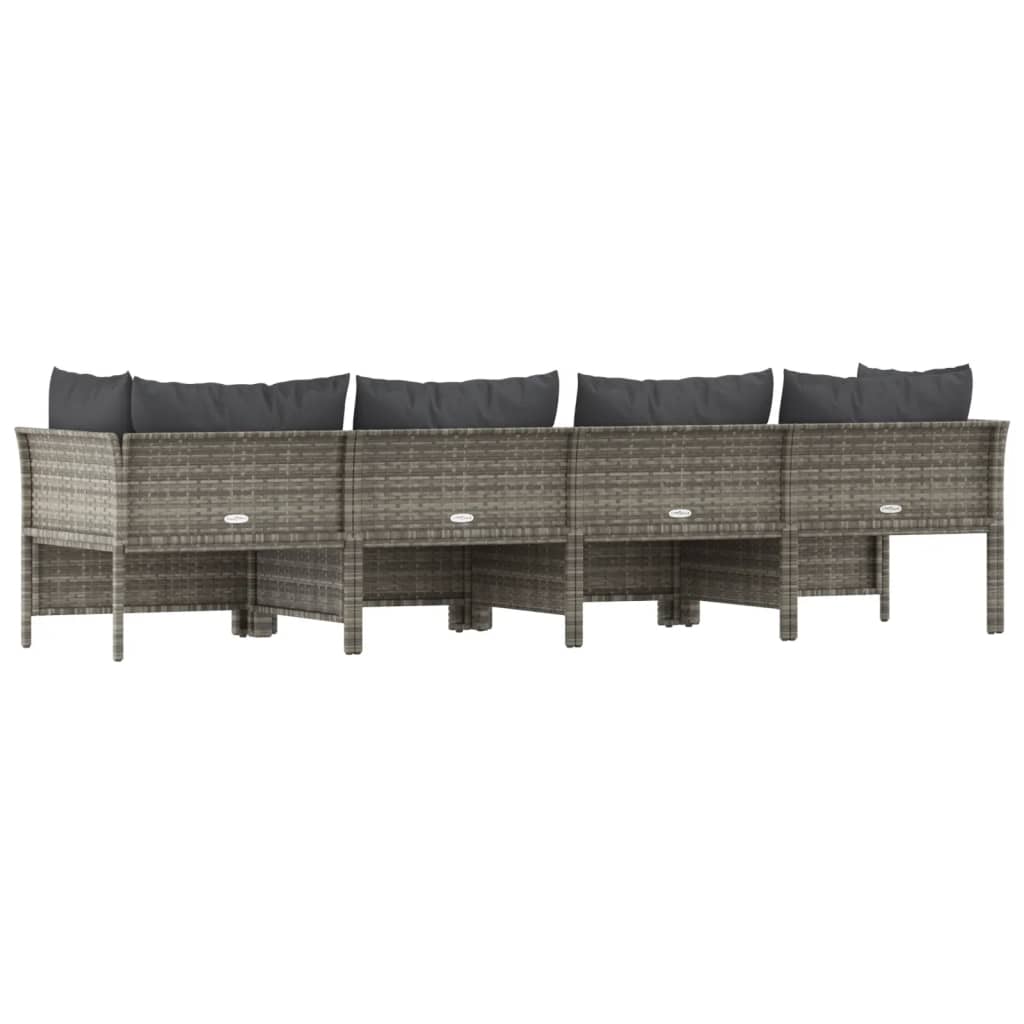 vidaXL 4 Piece Patio Lounge Set with Cushions Gray Poly Rattan-4