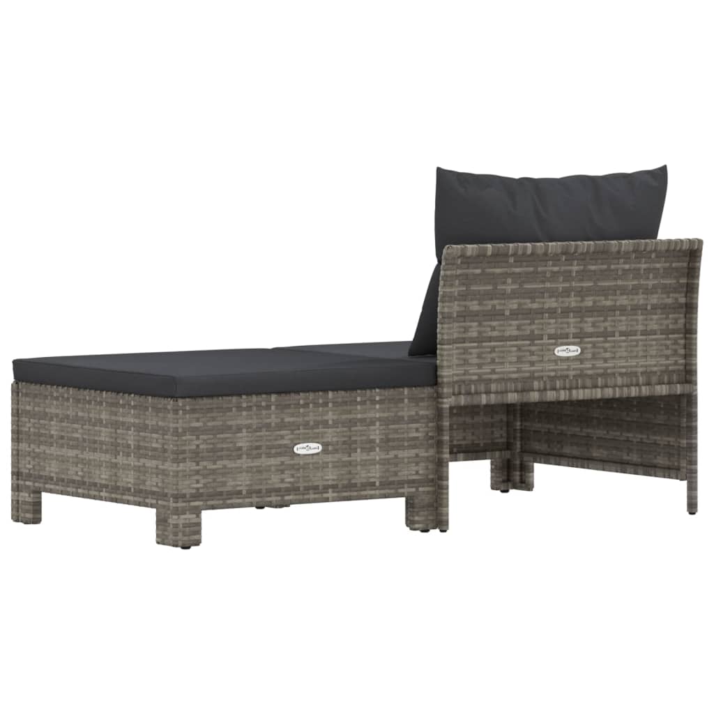 vidaXL 2 Piece Patio Lounge Set with Cushions Gray Poly Rattan-4