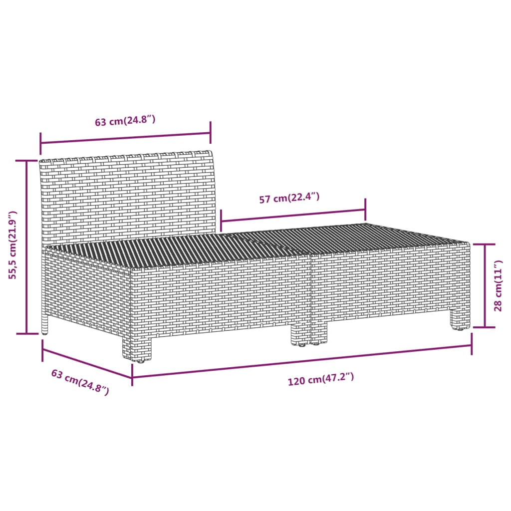 vidaXL 2 Piece Patio Lounge Set with Cushions Gray Poly Rattan-6