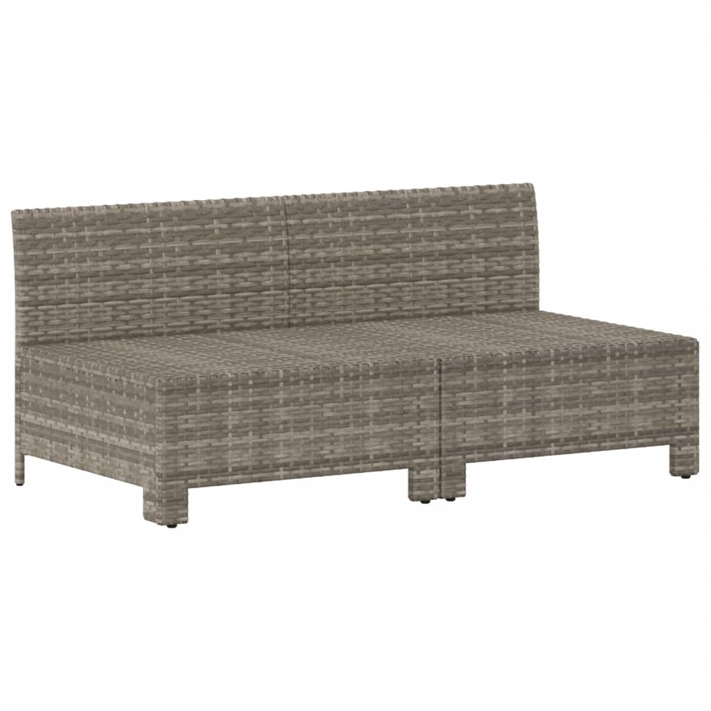 vidaXL 2-Seater Patio Sofa with Cushions Gray Poly Rattan-1