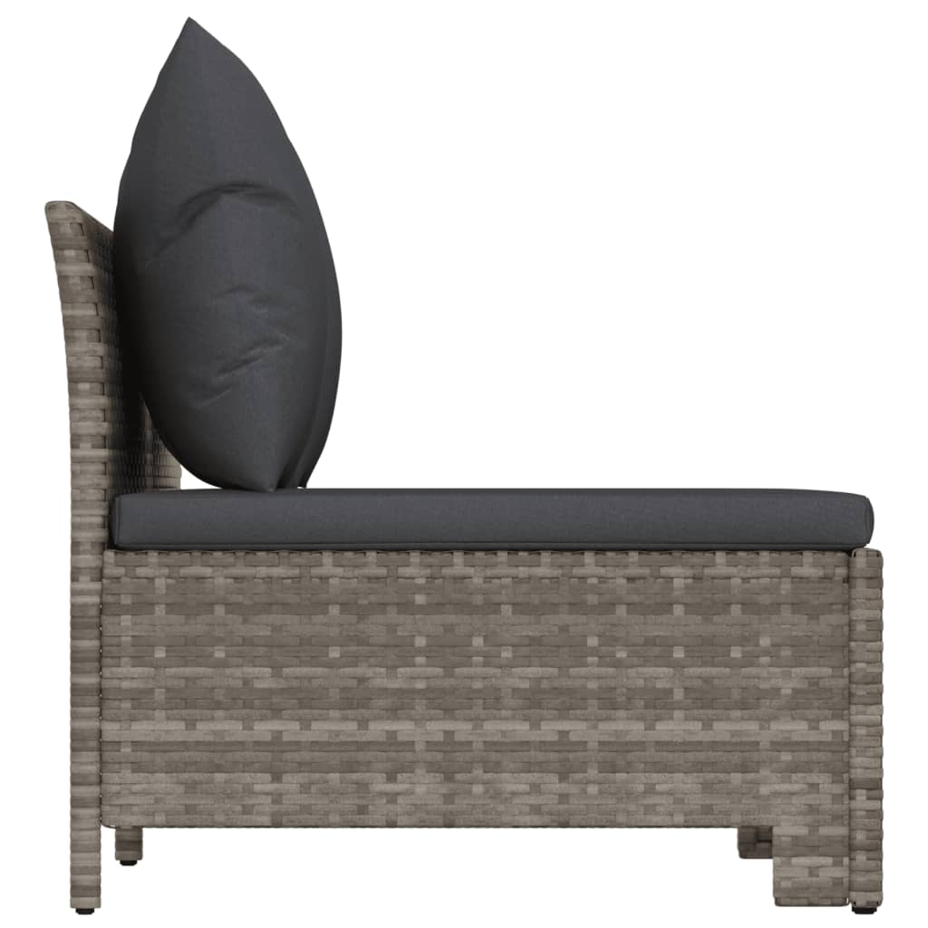 vidaXL 2-Seater Patio Sofa with Cushions Gray Poly Rattan-3