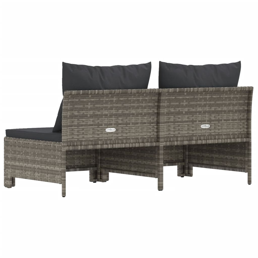 vidaXL 2-Seater Patio Sofa with Cushions Gray Poly Rattan-4