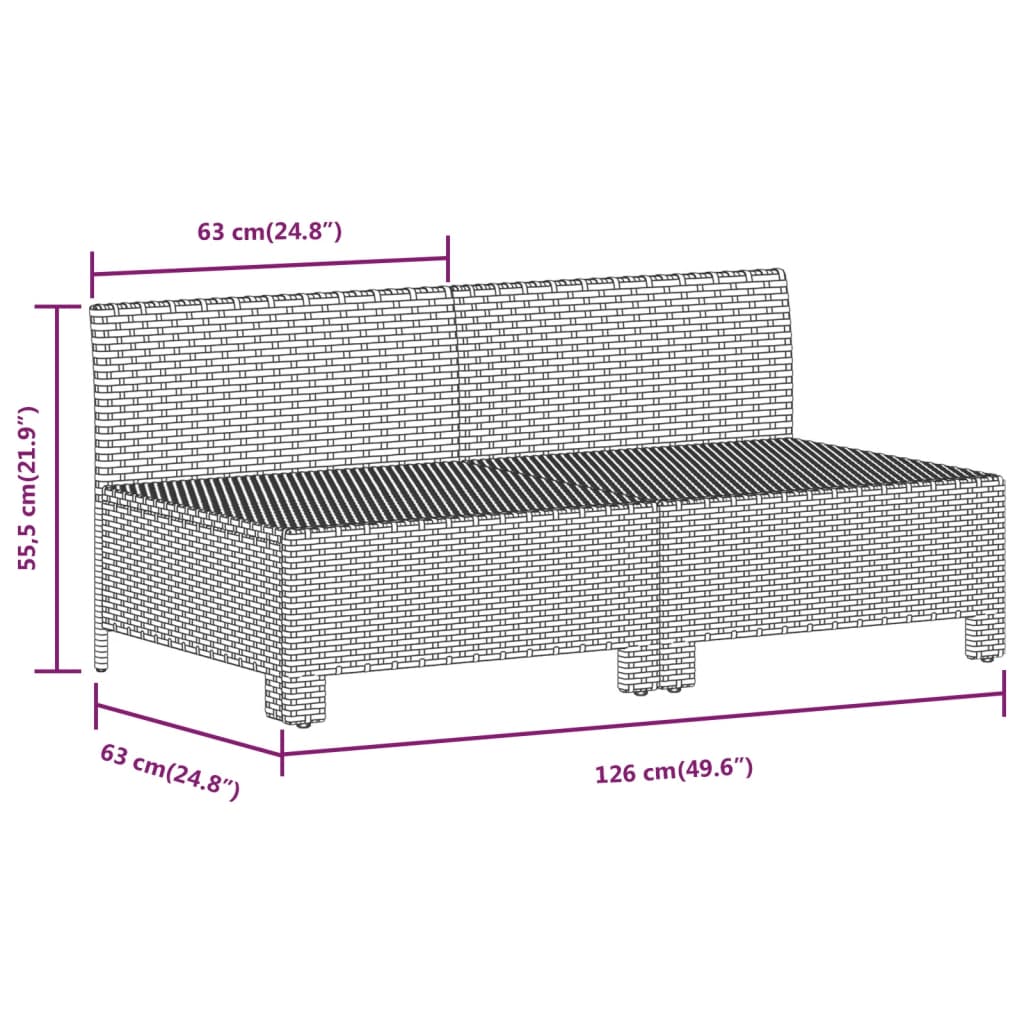 vidaXL 2-Seater Patio Sofa with Cushions Gray Poly Rattan-6