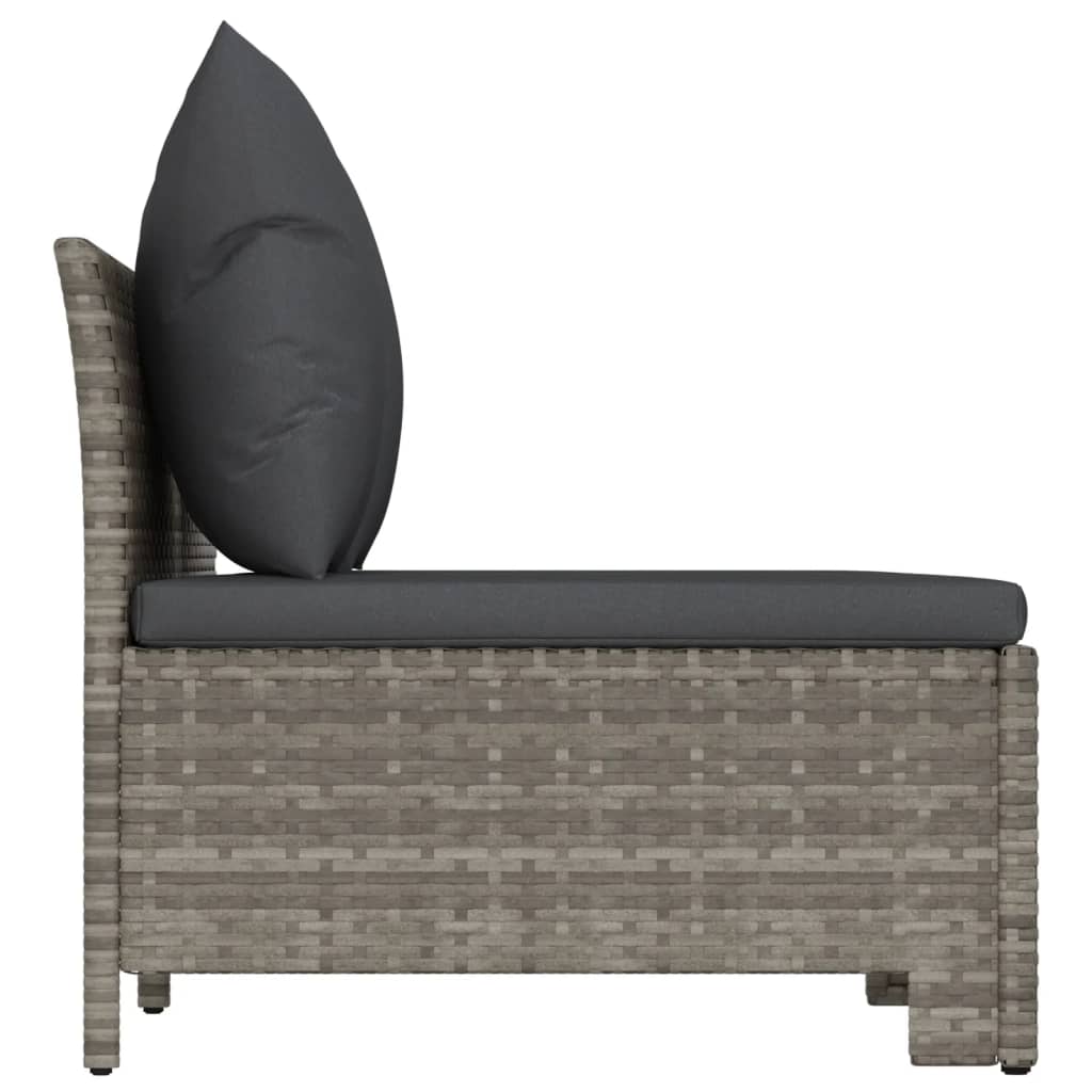 vidaXL 3 Piece Patio Lounge Set with Cushions Gray Poly Rattan-3