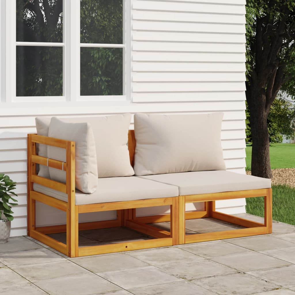 vidaXL 2 Piece Patio Sofa Set with Cushions Solid Wood Acacia-0