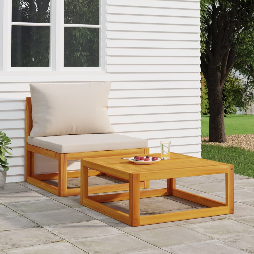 vidaXL 2 Piece Patio Sofa Set with Cushions Solid Wood Acacia-0