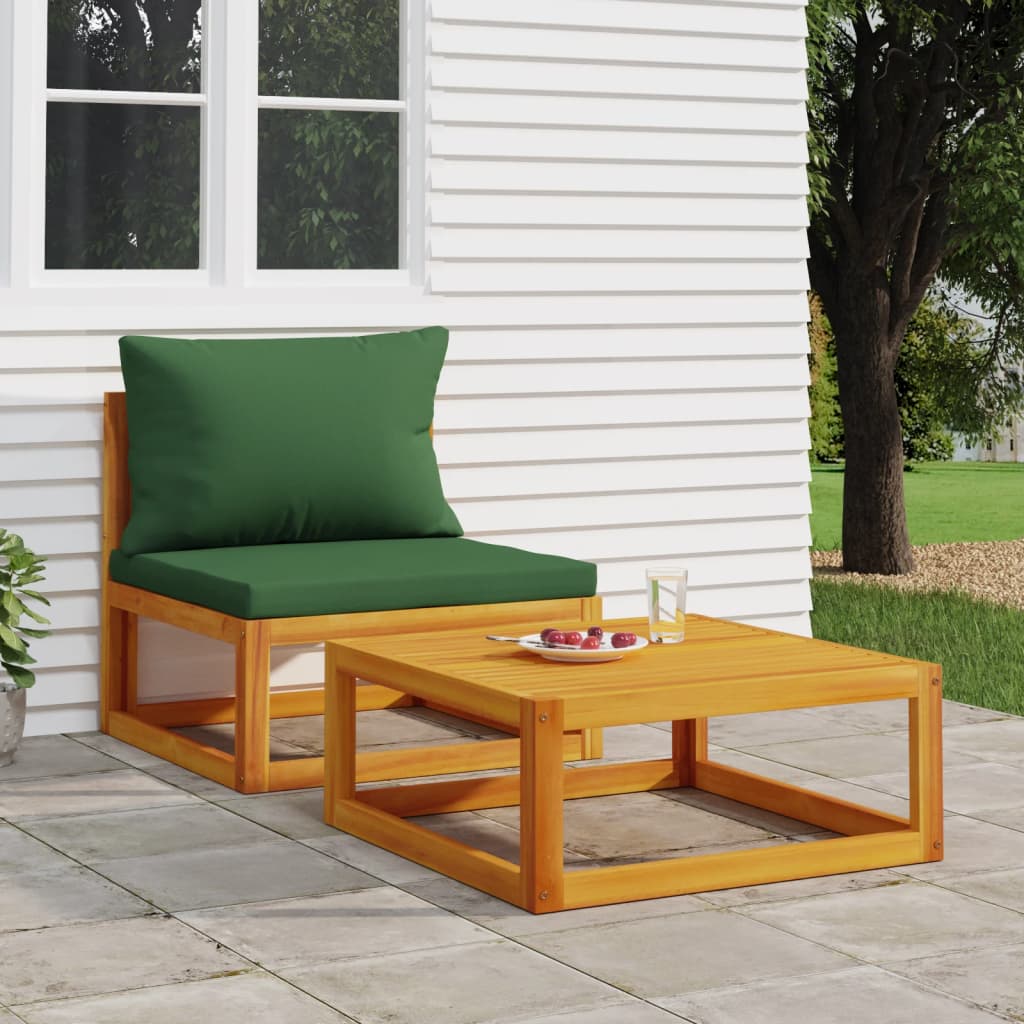 vidaXL 2 Piece Patio Sofa Set with Cushions Solid Wood Acacia-0