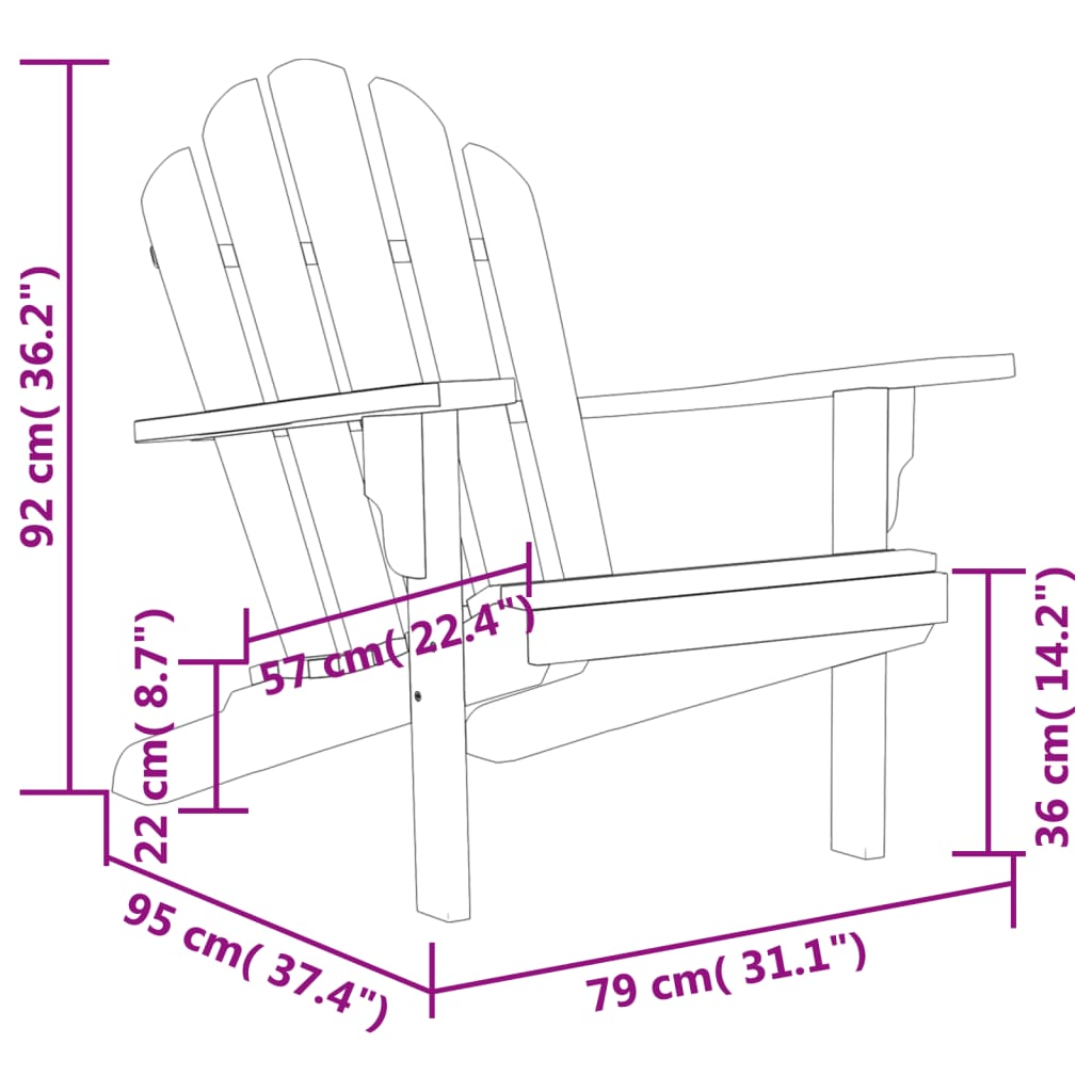 vidaXL Adirondack Chair Patio Lawn Chair Weather Resistant Solid Wood Teak-6