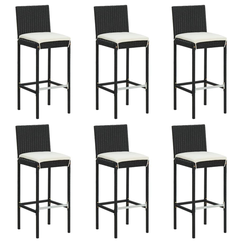 vidaXL Bar Stool 6 Pcs Counter Height Bar Stool with Cushions Poly Rattan-1