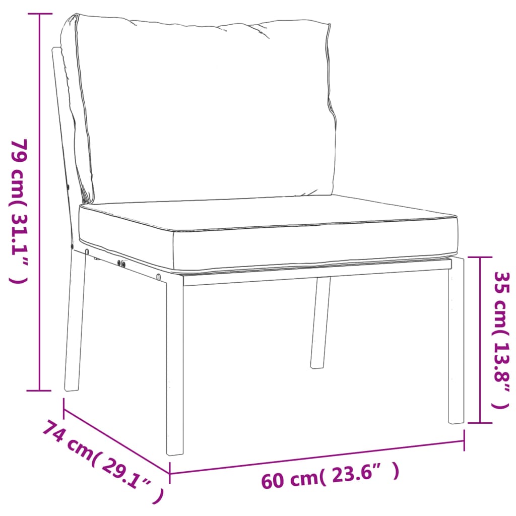 vidaXL Chair 2 Pcs Outdoor Patio Single Couch Chair with Cushions Poly Rattan-10