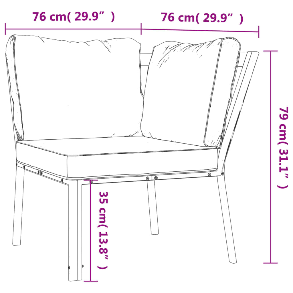 vidaXL Chair Outdoor Patio Accent Metal Frame Armchair with Cushions Steel-10