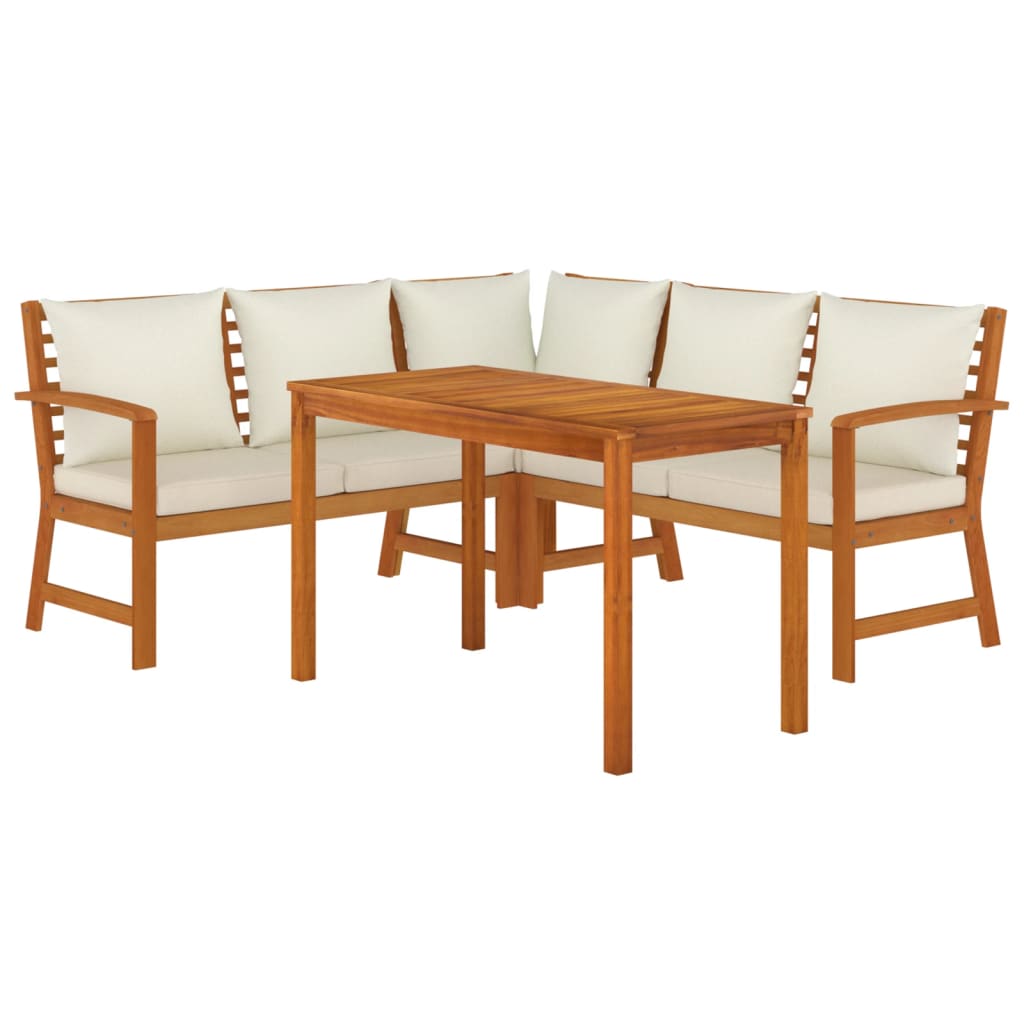 vidaXL 4 Piece Patio Dining Set with Cushions Solid Wood Acacia-2