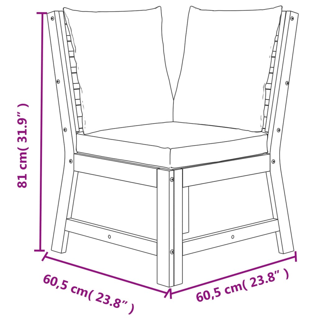 vidaXL 4 Piece Patio Dining Set with Cushions Solid Wood Acacia-8